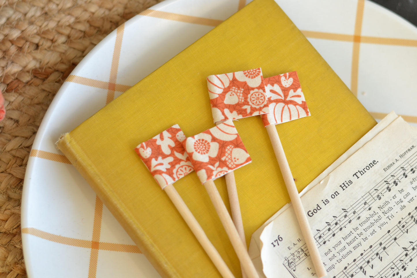 Mini Flag Set of FOUR - Autumn Orange Set