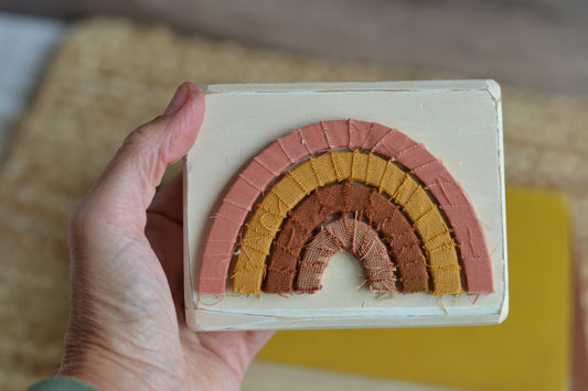 Rustic Fall Rainbow Wood Block - B17
