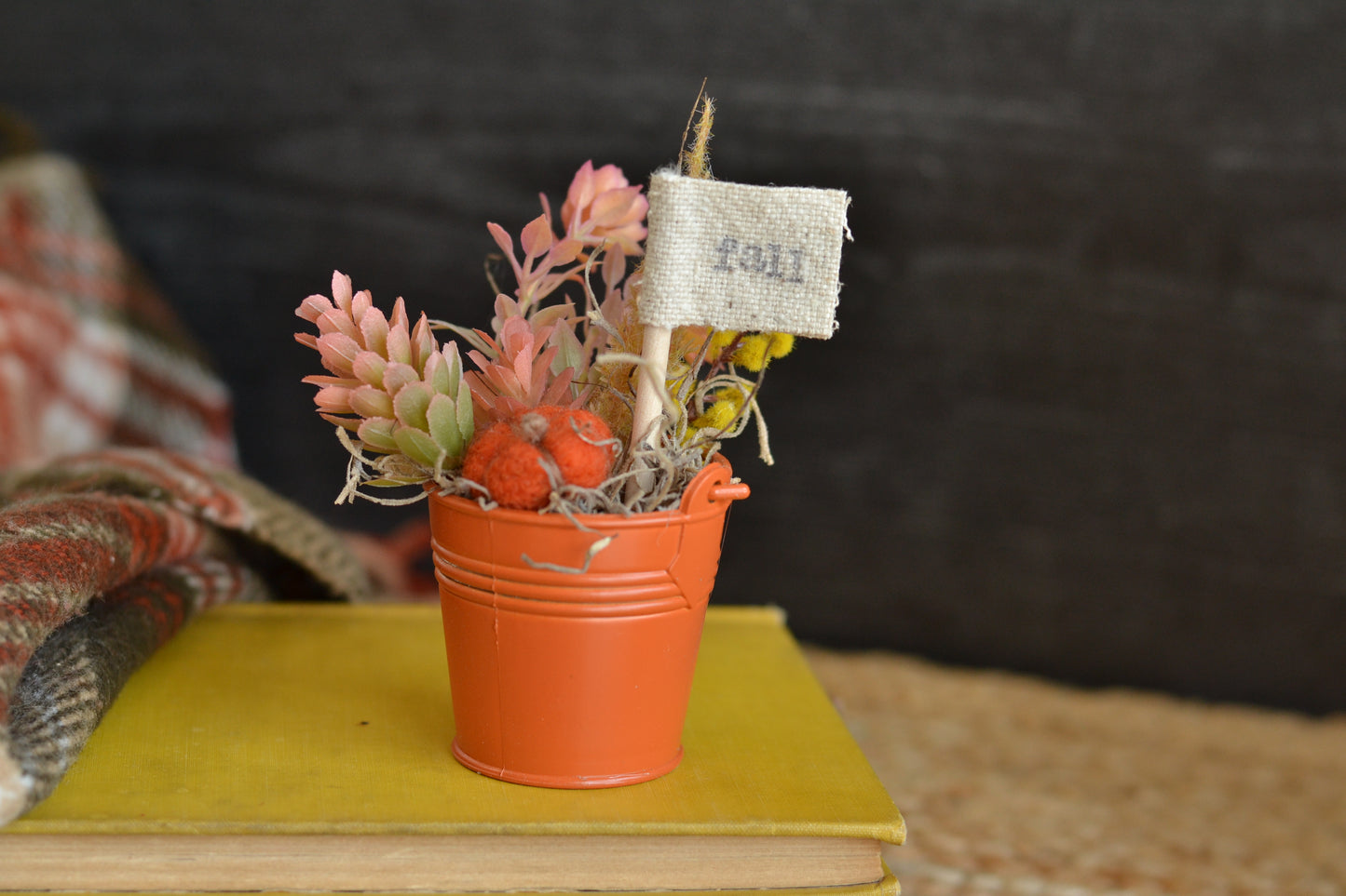 Autumn Orange Floral Mini Bucket - F44