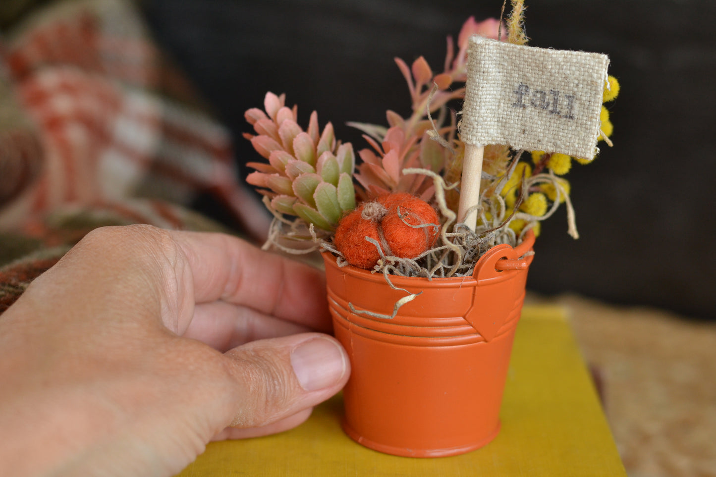 Autumn Orange Floral Mini Bucket - F44