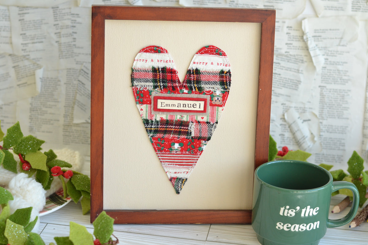UNFRAMED Quilted Heart - 8"x10" Canvas   *frame not included