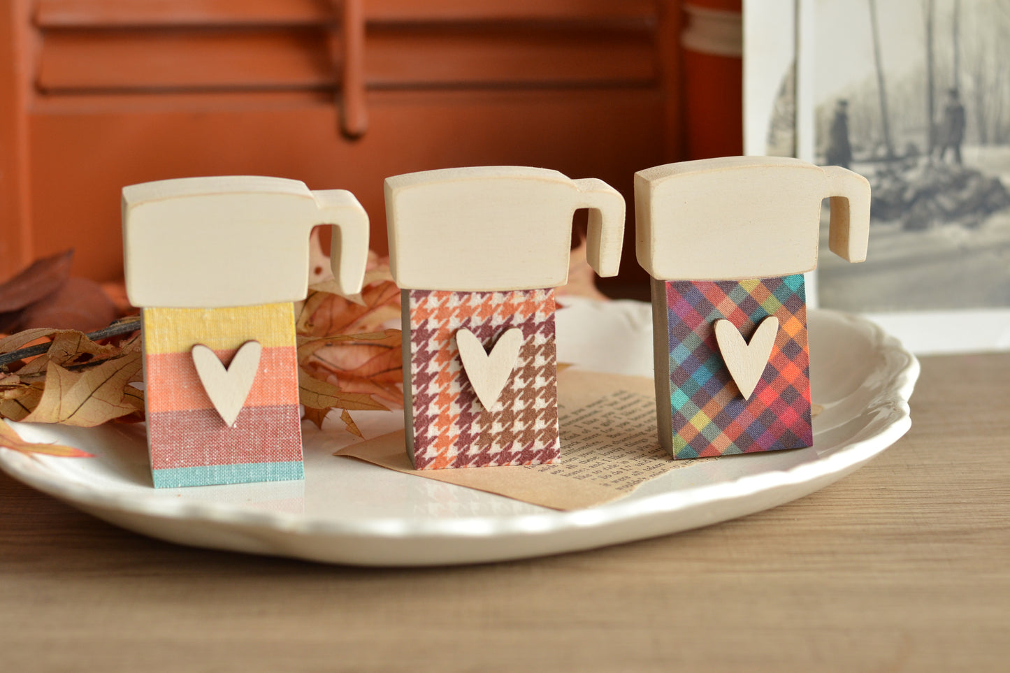 Rust and Orange Small Wood Thermos