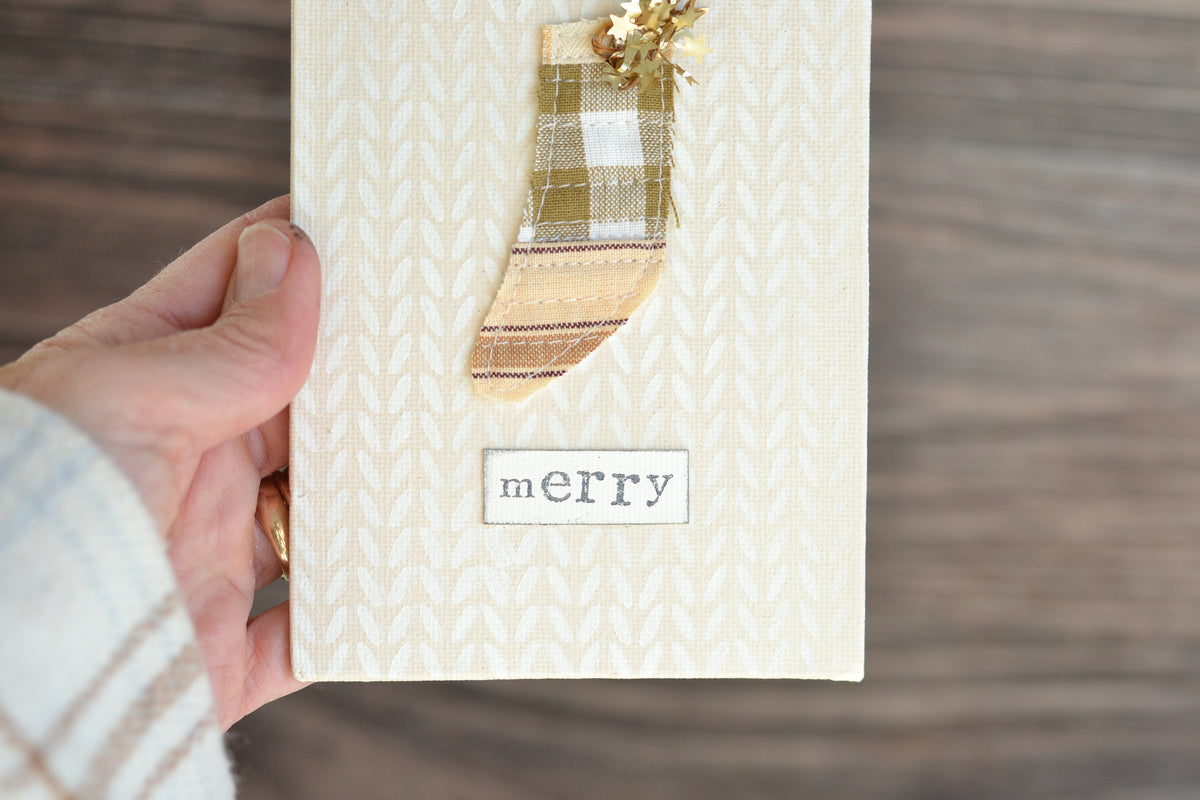 UNFRAMED Quilted NEUTRAL Stocking - 4"x6" Canvas G47