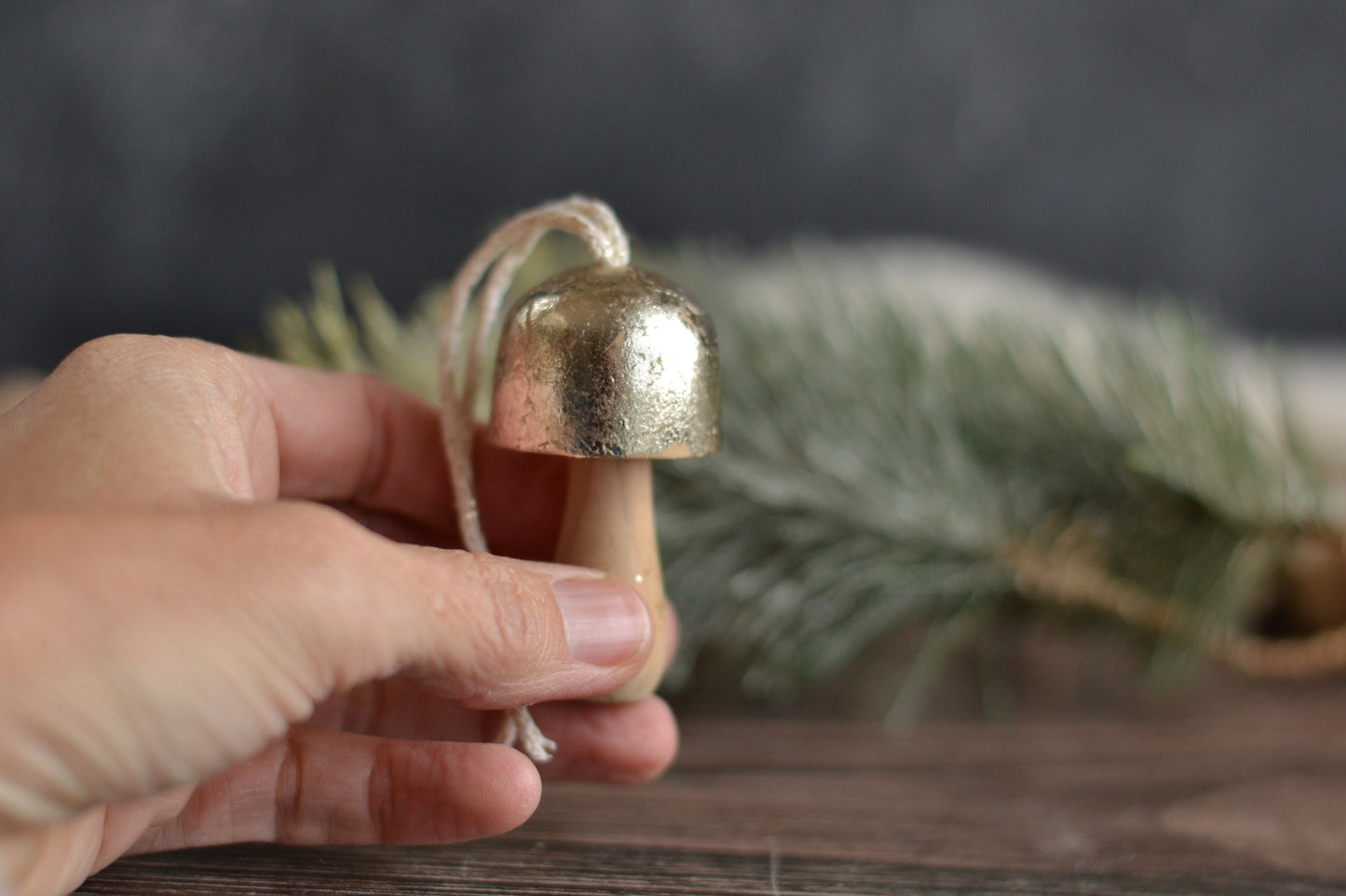 Champagne gold foiled mushroom ornament