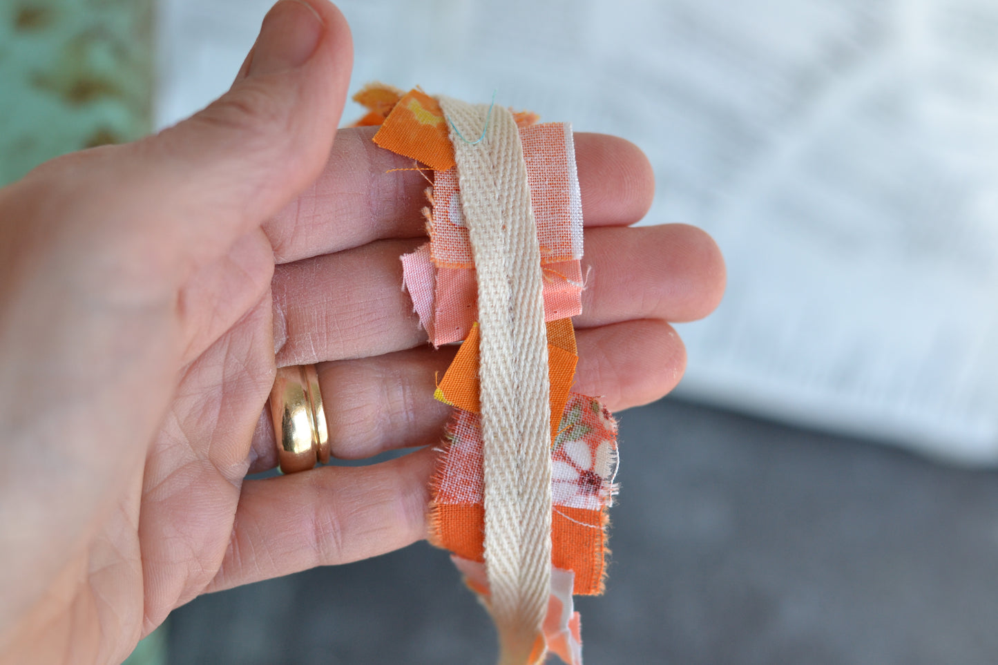 ORANGE Fabric Scrap Ribbon - 1 Yard