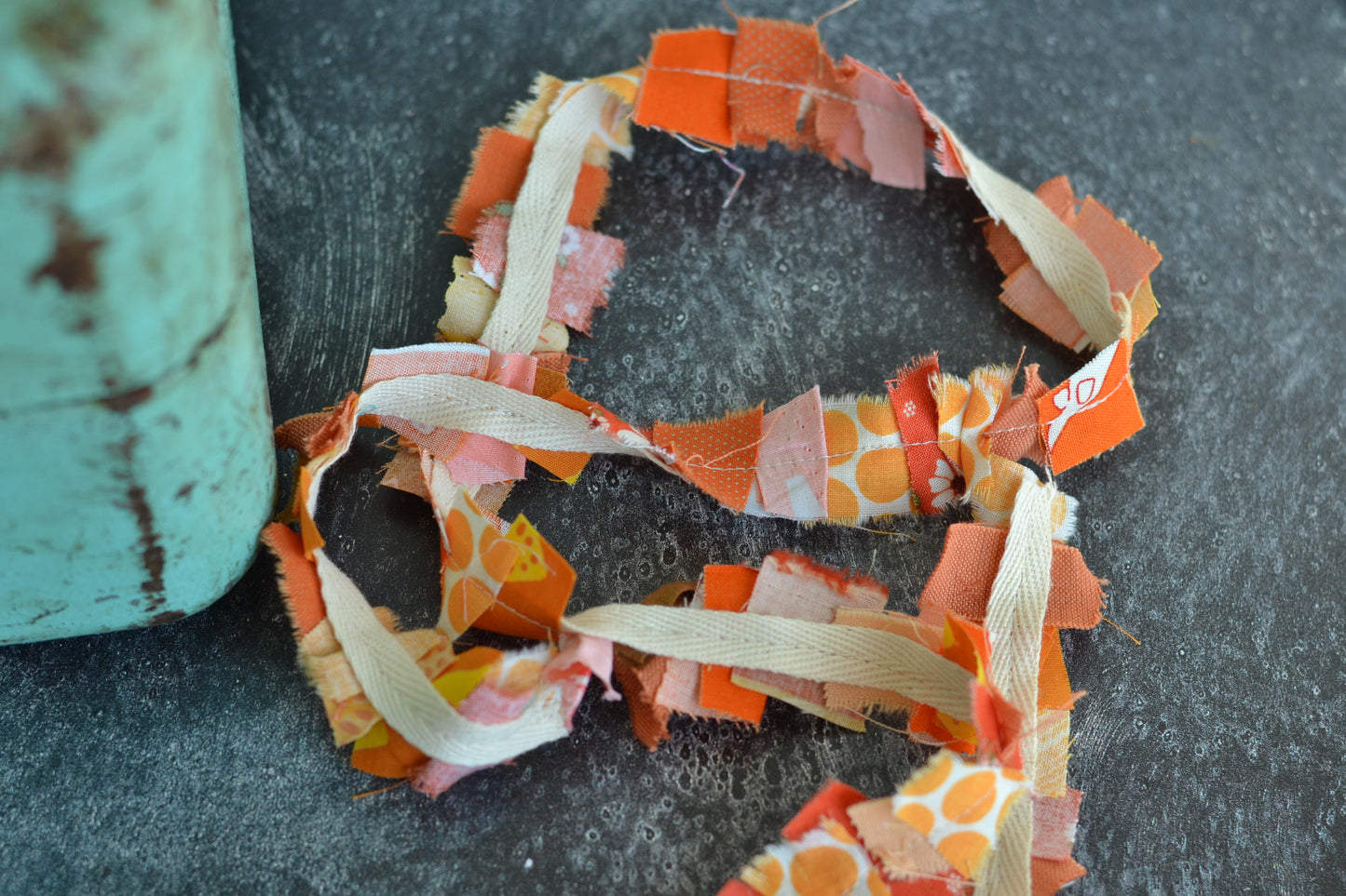 ORANGE Fabric Scrap Ribbon - 1 Yard