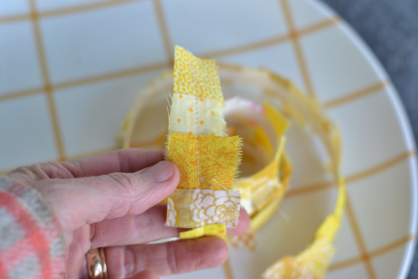 YELLOW Fabric Scrap Ribbon - 1 Yard