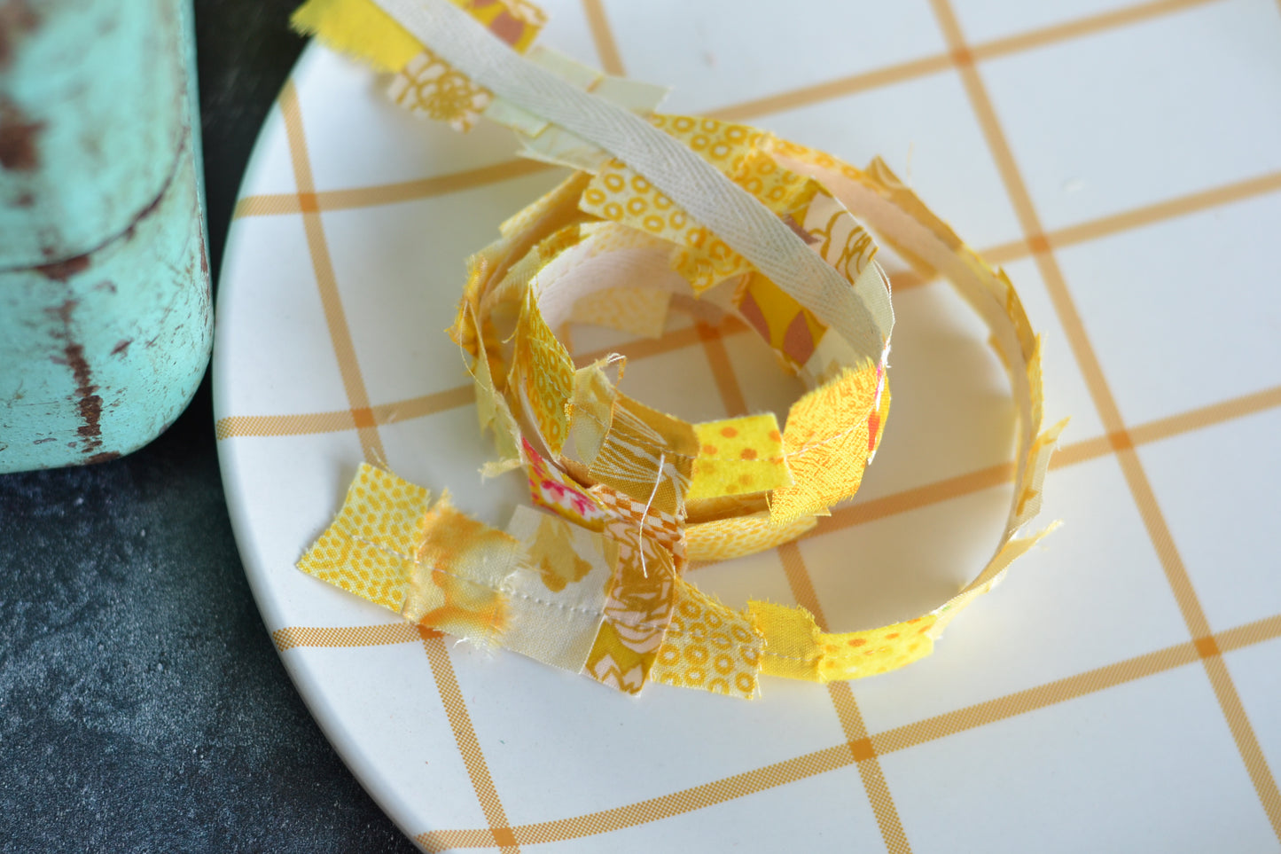 YELLOW Fabric Scrap Ribbon - 1 Yard